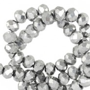 Top Glas Facett Glasschliffperlen 4x3mm rondellen Silver metallic-pearl shine coating